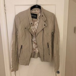 ⚡️ Cream Faux Leather Moto Jacket ⚡️